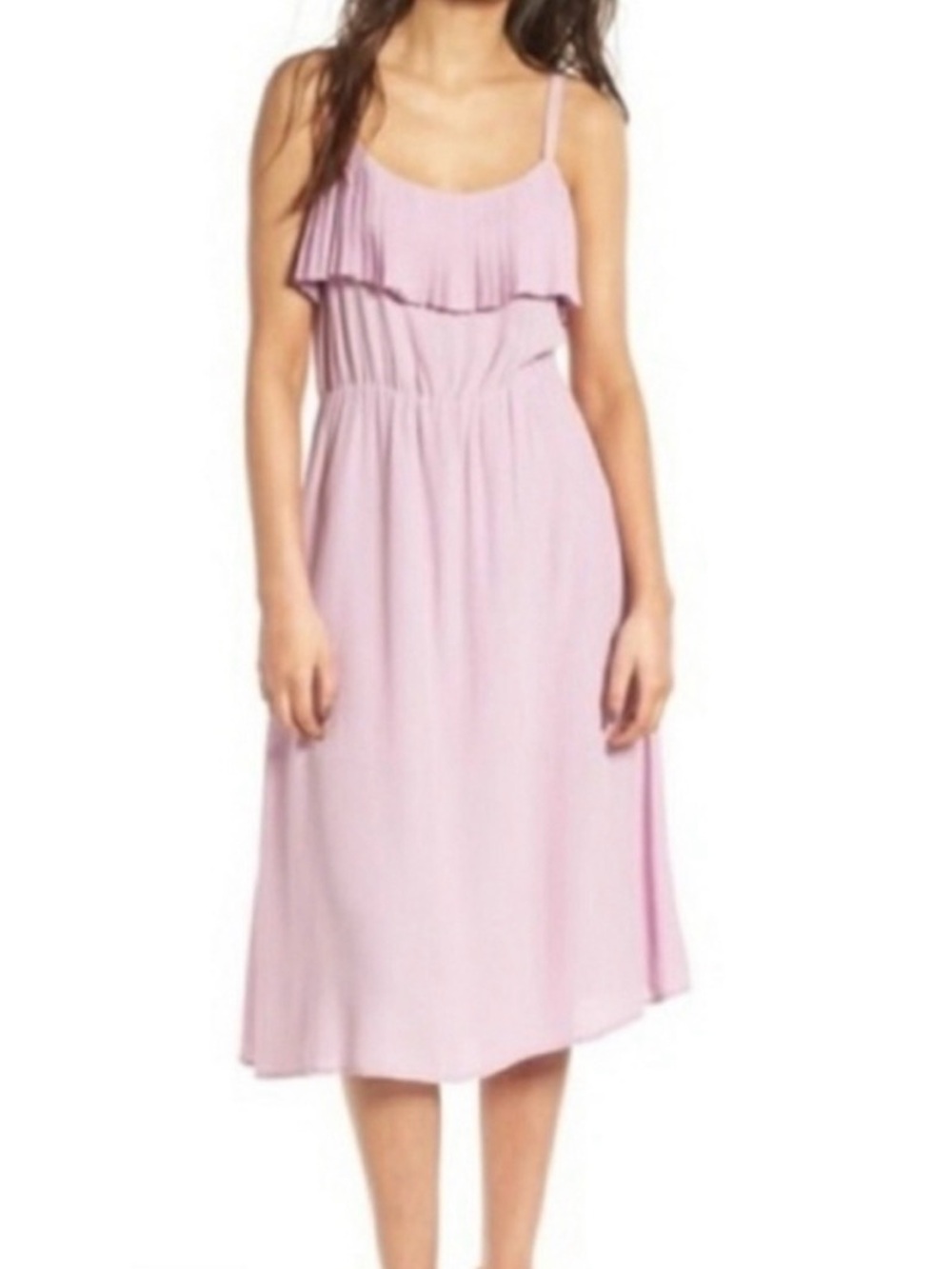 Leith Nordstrom Lavender Pleated Ruffle-Front Midi Dress in Size Small